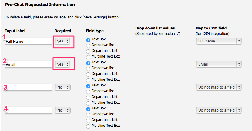 Prechat requested information jangomail